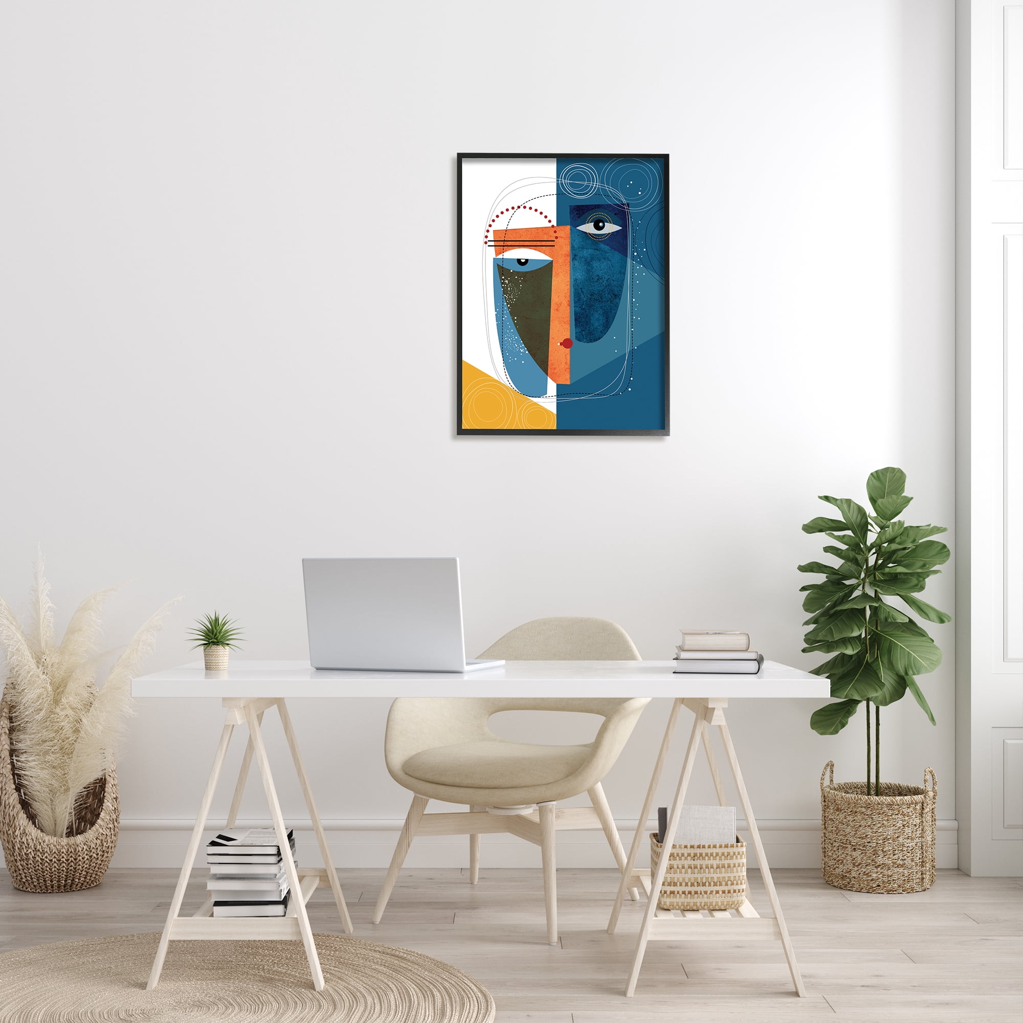 Stupell Industries Modern Facial Abstraction Contrasting Deco Eye Shapes, 24 x 30, Designed by Ishita Banerjee