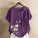 thumbnail image 2 of Camisetas de Manga Corta para las Mujeres Impreso Botón de Manga Corta Camiseta Blusa Poliéster, Ropa Casual Mirar Superior para las Mujeres, 2 of 4
