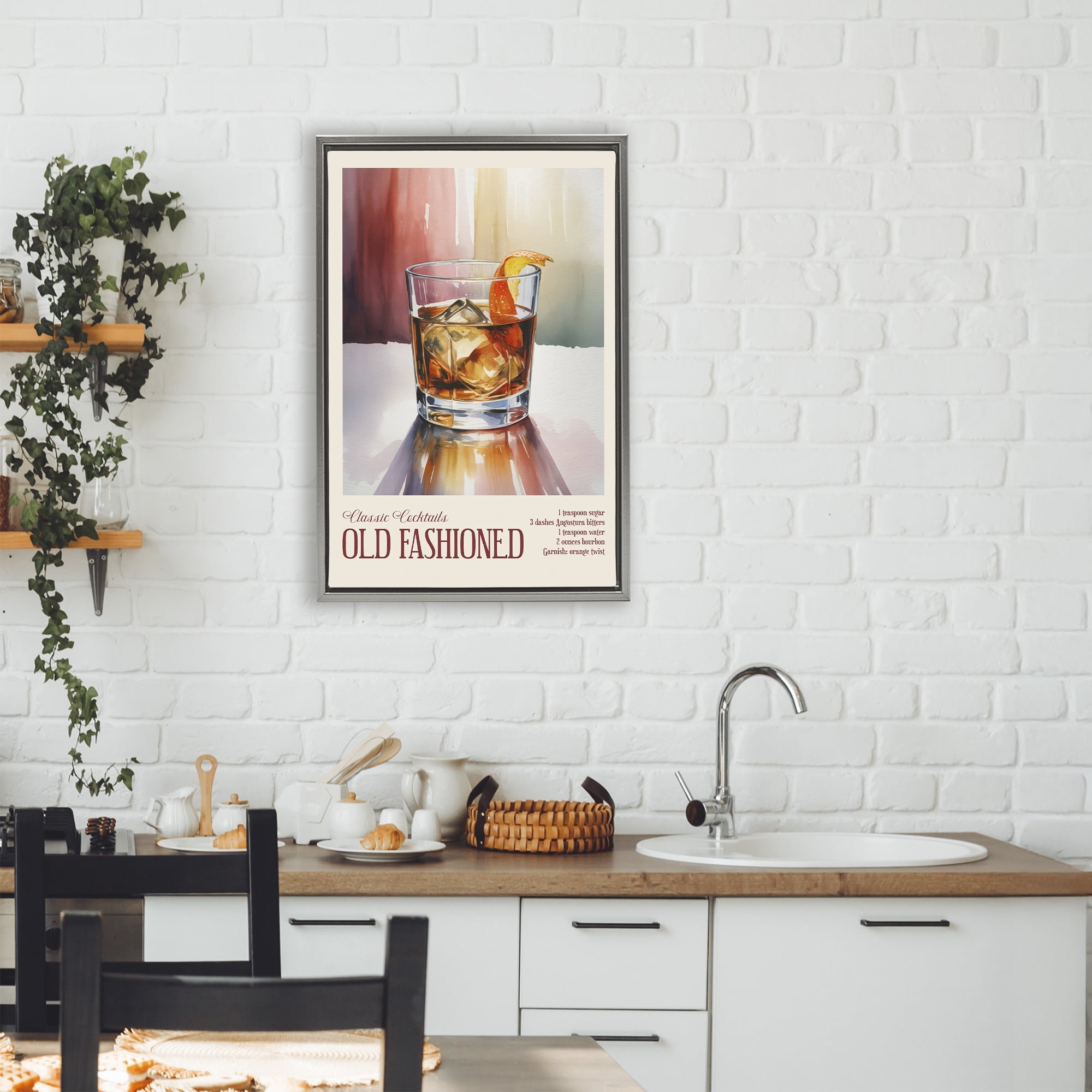 Stupell Industries Old Fashioned on Surface Gray Framed Floater Canvas Wall Art, design by Andreas Magnusson