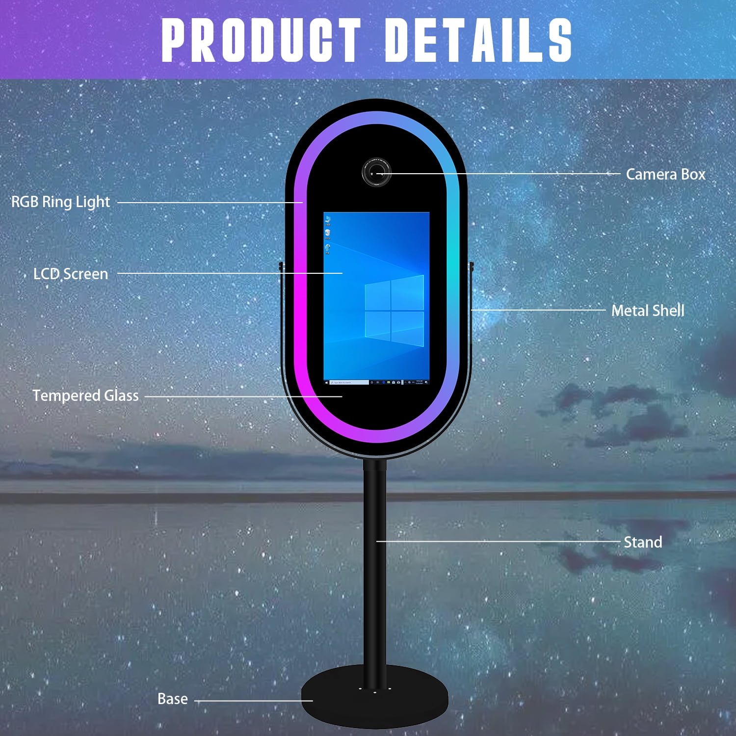 Mirror Photo Booth with 21.5''LCD Touch Screen Portable Magic Mirror Selfie for Wedding Party Event