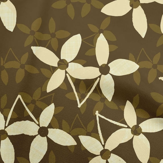 oneOone Velvet Brown Fabric Asian Block Floral Quilting Supplies Print Sewing Fabric By The Yard 58 Inch Wide