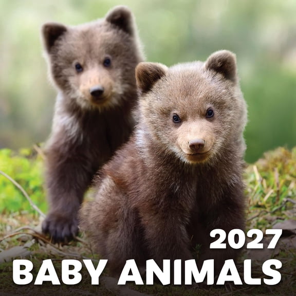 EcoEarth 12 Month Vertical Wall Calendar, Baby Animals, 11" x 17", Jan 2027-Dec 2027