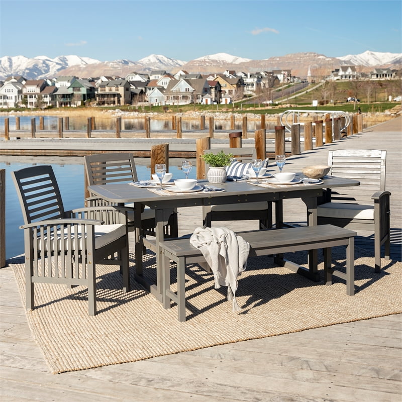 Walker Edison Maui Modern 6 Piece Solid Acacia Wood Slatted Outdoor Dining Set Of Grey Wash Canada - Walker Edison 6 Piece Patio Set Walker Edison Maui Modern 6 Piece Solid Acacia Wood Slatted Outdoor Dining Set Of Grey Wash Canada - Walker Edison 6 Piece Patio Set