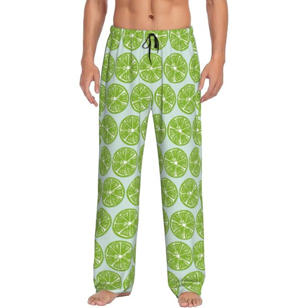 Balery Green Lemon Slices Pantalones de pijama para hombre, pijama ultraligero, pantalón de descanso-XX-Large
