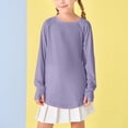 thumbnail image 4 of Resicozy Thumb Holes Long Sleeve Shirts for Girls Casual Trendy Crewneck Hem Loose Solid Color Tunic Tops Purple 110, 4 of 7