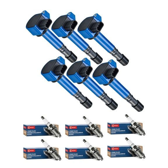 Set of 6 ISA High Performance Ignition Coils and 6 Denso Spark Plugs Compatible with 2001-2005 Honda Civic LX Sedan 4-Door 1.7L 1668CC l4 GAS SOHC Naturally Aspirated Replacement for UF400