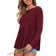 thumbnail image 4 of CAMISETA DE MANGA LARGA CON DOBLADILLO PEPLUM DE INSPIRE CHIC PARA MUJER, CUELLO REDONDO, TALLA XS BURDEOS, 4 of 6
