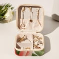 thumbnail image 6 of Peach Travel Portable Square Jewelry Box Organizing Rings Earrings Necklaces Bracelets for Girls Women, 6 of 6