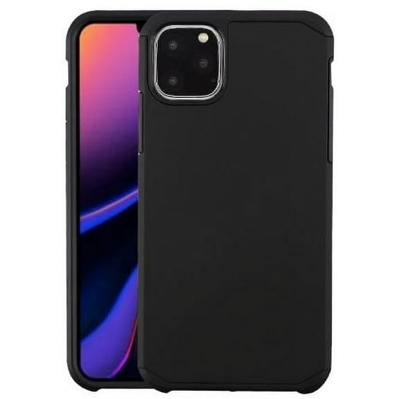 Apple iPhone 11 PRO Phone Case Protective High Impact Shock Absorption Heavy Duty 2 Layers Hybrid Armor Rubber Rugged Silicone Gel TPU Hard Bumper Cover BLACK Slim Case for Apple iPhone 11 Pro /5.8"
