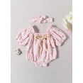 thumbnail image 2 of Coduop Baby Girls Sleeveless Rompers,Floral Newborn Cotton Bodysuit Jumpsuits,with Headband, 2 of 9