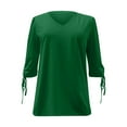 thumbnail image 6 of Otvok Women's Mid Sleeve Tops Summer Solid Color V-Neck Casual Blouses Shirts, 6 of 6