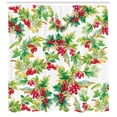 thumbnail image 3 of Ambesonne Rowan Shower Curtain, Watercolor Berries Winter, 69"Wx84"L, Scarlet Mustard Green, 3 of 3