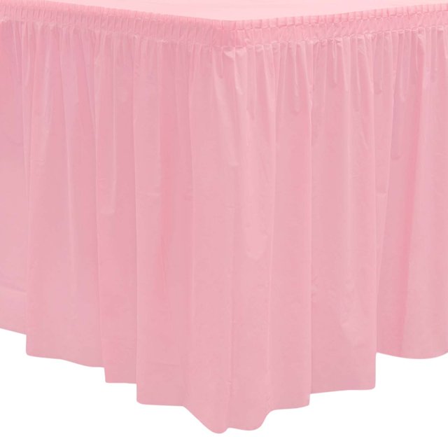 Party Essentials Jupe de Table en Plastique Jetable Robuste, 1 Unité, 29 Pouces L X 14 Pieds (168 Pouces) L, Rose