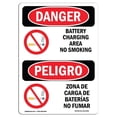 thumbnail image 1 of SignMission OS-DS-A-1218-VS-1040 12 x 18 in. OSHA Danger Sign - Battery Charging Area No Smoking Bilingual, 1 of 1