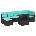 thumbnail image 2 of vidaXL 8 Piece Garden Sofa Set with Cushions Black Poly Rattan, 2 of 5