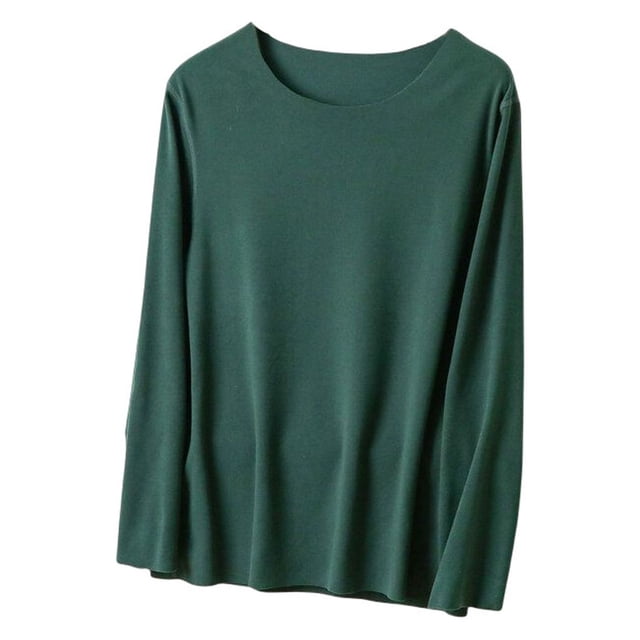 Sonducket Ropa interior térmica femenina Tops manga larga sin costuras cómodo otoño Oficina dormir ropa interior camisa cálida para mujer Prendas para la parte del cuerpo Verde oscuro 3XL Sonducket AP013722-05