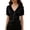 Black, variant on Women's Satin V Neck Tie Front Drawstring Waist Blouse Shirred Cute Going Out Tops Casual Summer Tops