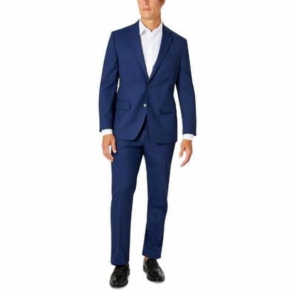 Van Heusen Mens Classic fit 2 Piece Suit 36 S / 29 Waist Blue Plaid Stretch