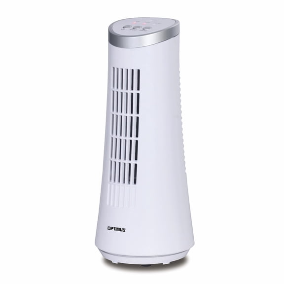 12" Desktop Oscillating Tower Fan, LED, White