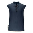 thumbnail image 3 of Gamivast Mens Medieval Pirate Sleeveless Shirts Lace Up V-Neck Lace Up Steampunk Costume Solid Color Gothic Pirate Beach Tunic Tops Navy M Camisas De Vestir Para Hombres My Orders, 3 of 5