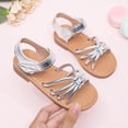 thumbnail image 5 of enyan Kids Sandals Baby Toddler Infant Girls Leather Soft Open Toe Summer Sandals Flower Princess Flat Shoes,Silver,Size 6.5, 5 of 7