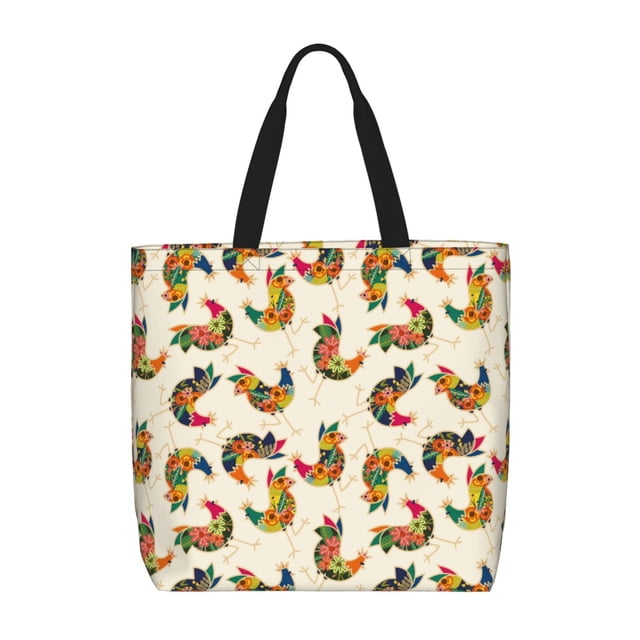 Fotbe Boho Chicken Bolsa Tote con Estampado para Mujer, Bolsos con Cremallera, Bolsa de Hombro Casual de Gran Capacidad con Bolsillos Internos