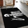 thumbnail image 3 of Funny Skeleton Washable Area Rugs 4'x6', Black Skull Horror Night Abstract Art Low Pile Throw Living Room Rug Non-Slip Sturdy Edge Binding Carpet for Indoor Entryway Bedside Kitchen, 3 of 9