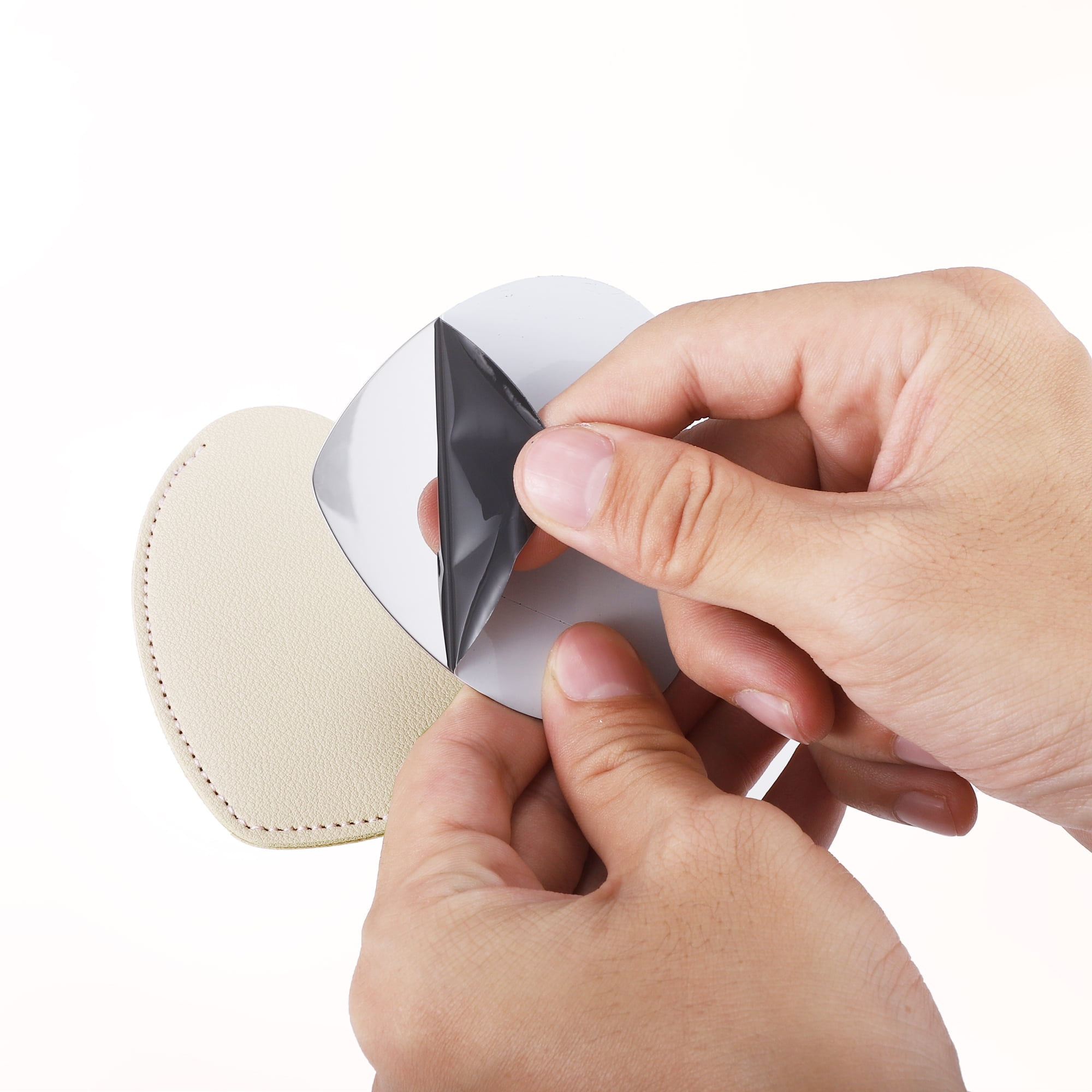 Unique Bargains Heart Shaped Compact Mirror PU Leather Case for Women Khaki