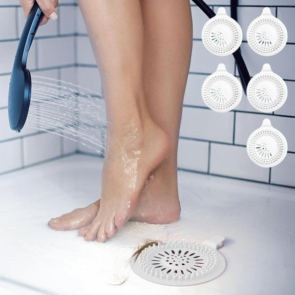 Blateno 5 Pack Hair Catcher Shower Drain Covers To Help Clogs, Protector Silicone Bathtub Hair Stopper Easy to Install and Clean Suit for Bathroom Tub Shower and Sink