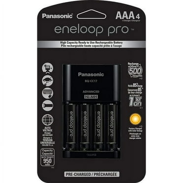 Panasonic K-KJ17K3A4BA Advanced Battery Charger Pack with 4 AAA Eneloop Pro High Capacity Ni-MH Rechargeable Batteries AAA 4-Pack w/Standard Charger