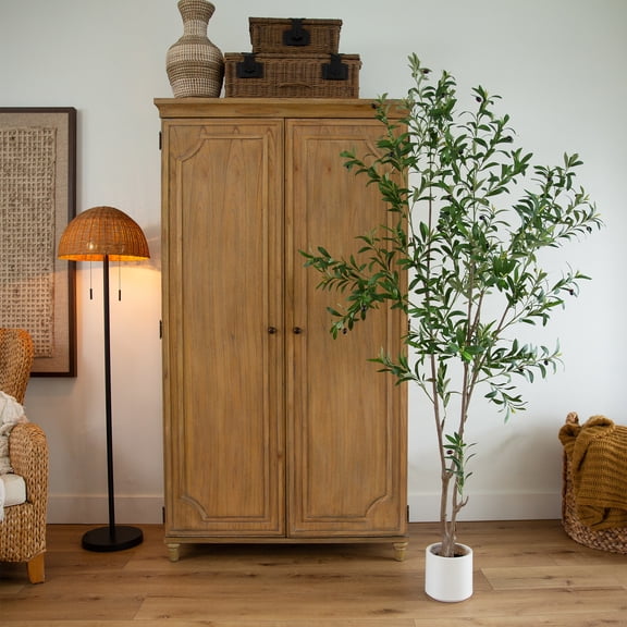Nearly Natural Minimalist Olive Potted Artificial Tree - 7' - Green