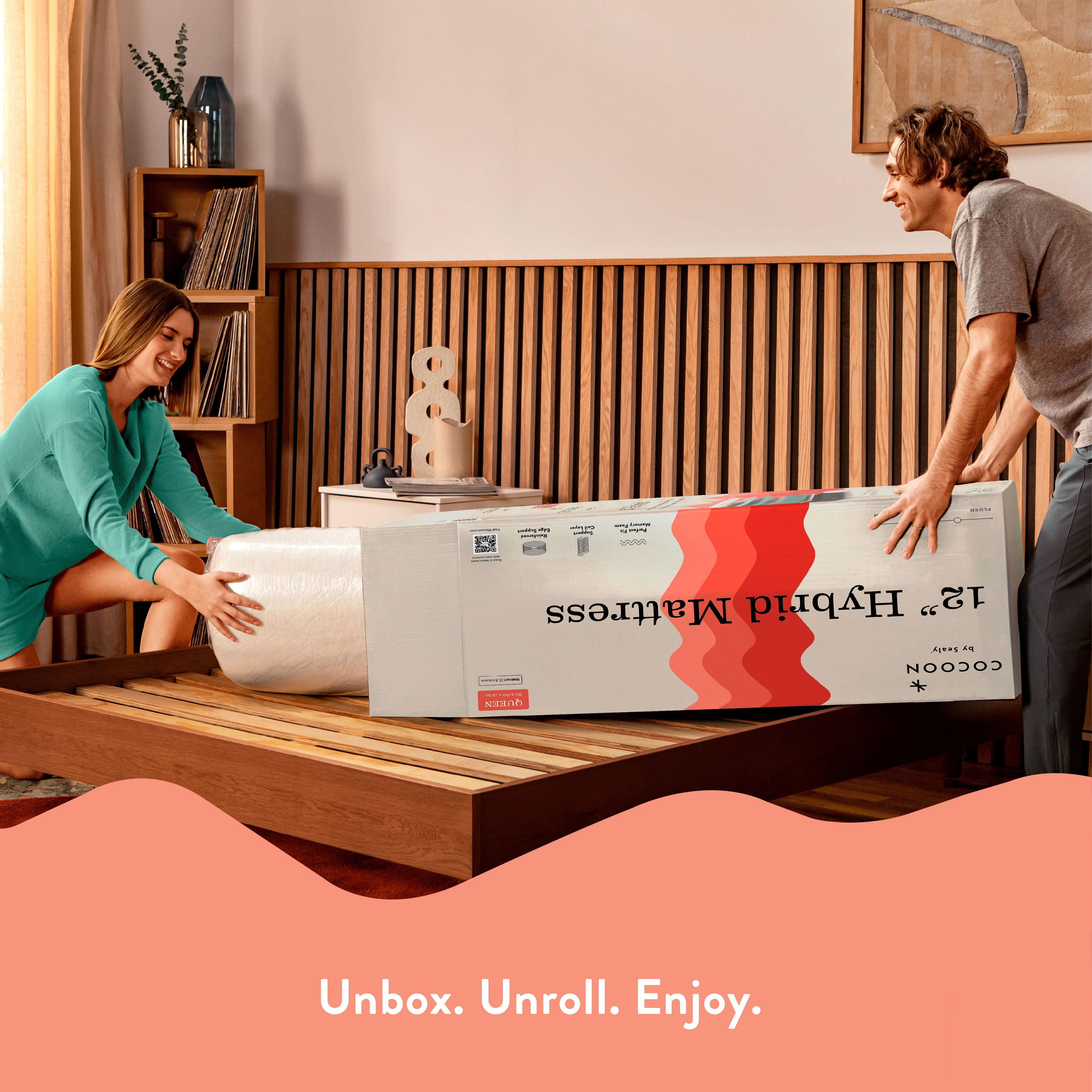 Cocoon by Sealy 12” Medium Hybrid Mattress in a Box, Adult, Queen