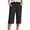 Black, variant on Summer Linen Capris for Women Lightweight Muslin Trousers with Pockets Causal Loose Elastic Pants Sport Leisure Beach Pants