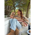 thumbnail image 5 of Women'S Striped Color Block Long Sleeve Oversized Sweater Top Fall Casual Chunky Knit Sweater Khaki S, 5 of 7