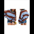 thumbnail image 3 of Suéteres Vintage para Mujer, Cuello Redondo, Larga, Estilo Preppy, de Punto, de Gran Tamaño Color Café L, 3 of 7