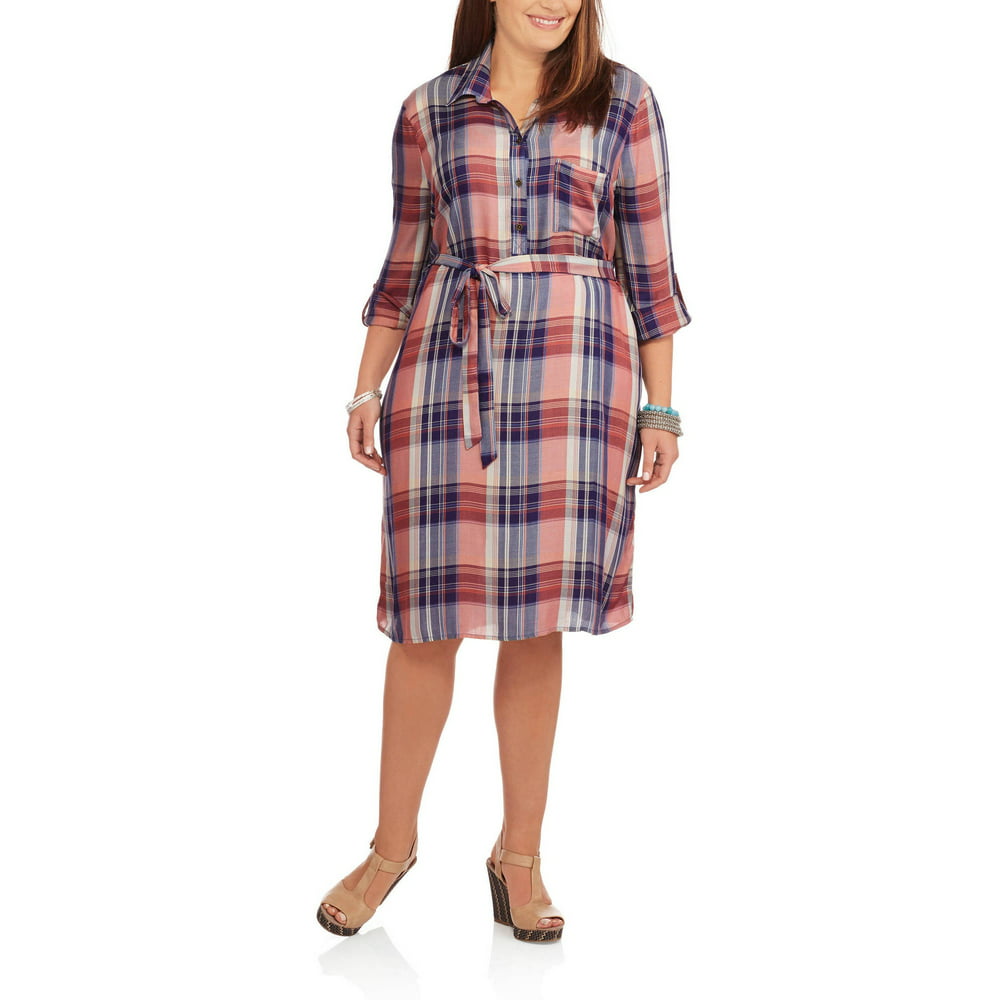 Faded Glory - Women's Plus Plaid Shirt Dress - Walmart.com - Walmart.com
