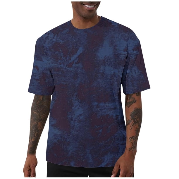 Casual Suelto Elástico de Manga Corta de los Hombres Blusa, Cuello Redondo de Color Sólido Top Deportivo para Gimnasio Y Actividades Al Aire Libre