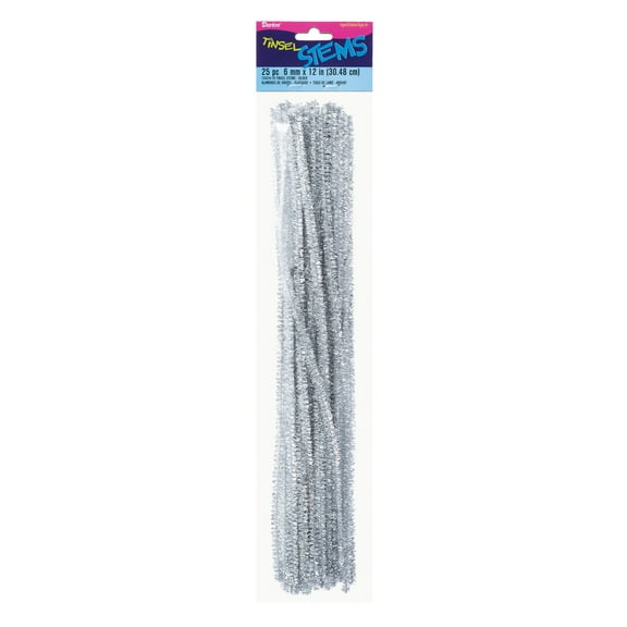Darice Tinsel Stems, 12" x 6mm, 25/Pkg., Silver