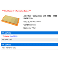 thumbnail image 2 of Air Filter - Compatible with 1982 - 1985 BMW 528e 1983 1984, 2 of 2