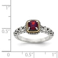 thumbnail image 3 of 925 Sterling Silver Polished Prong set Artisan Oxidized With 14k Garnet Ring Size 7 Band Style-Ring for Women, 3 of 8