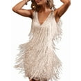 thumbnail image 3 of Women 1920s Dance Dress Sequin Tassel Fringe Flapper Latin Rumba Dress Tango Ballroom Dancing Dresses White XXL, 3 of 8