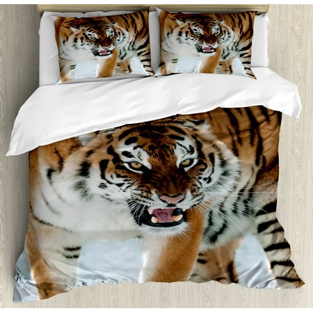 Tiger Duvet Cover Set Close Up Of Panthera Tigris Altaica