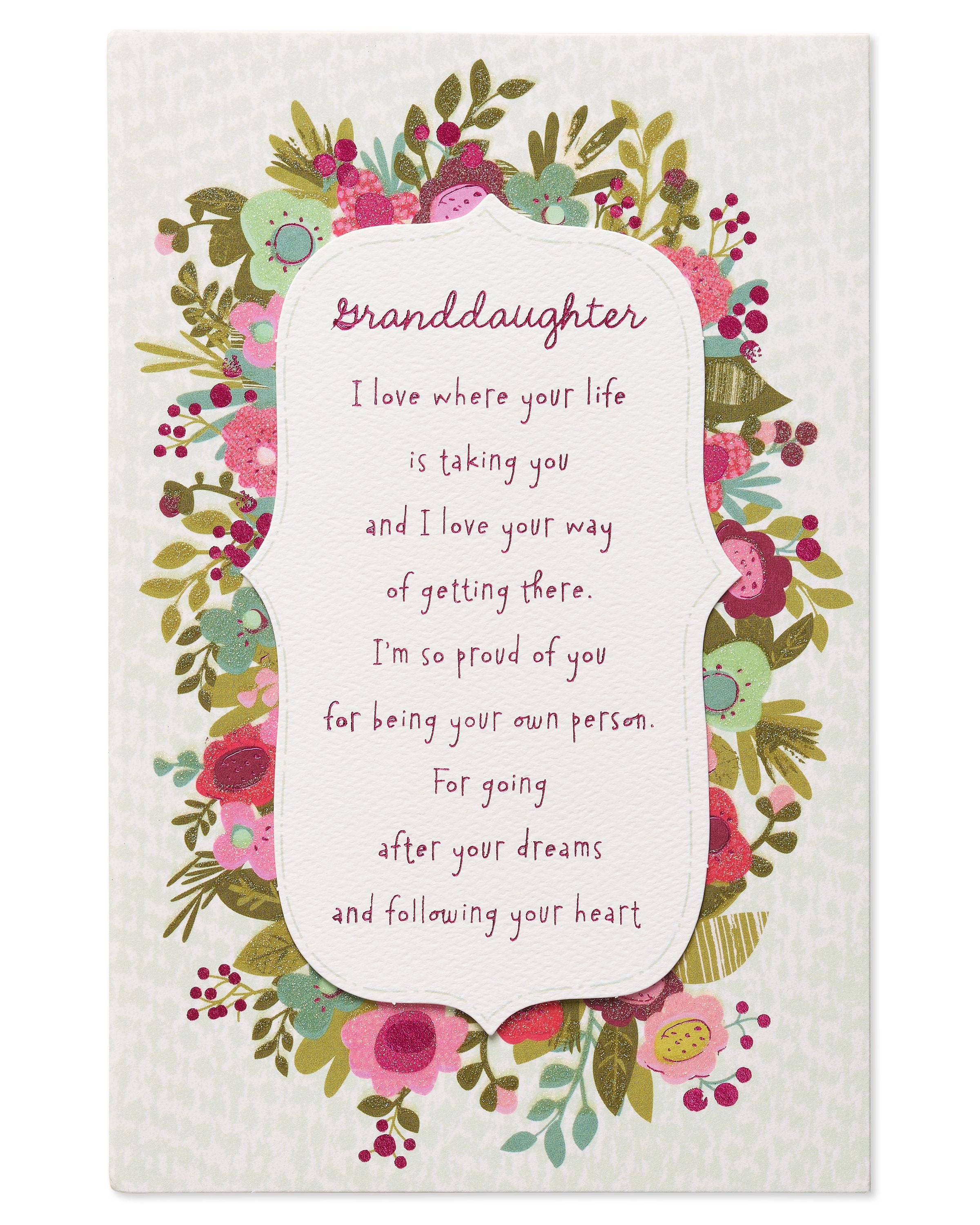 American Greetings Floral Birthday Card for Granddaughter with Glitter ...