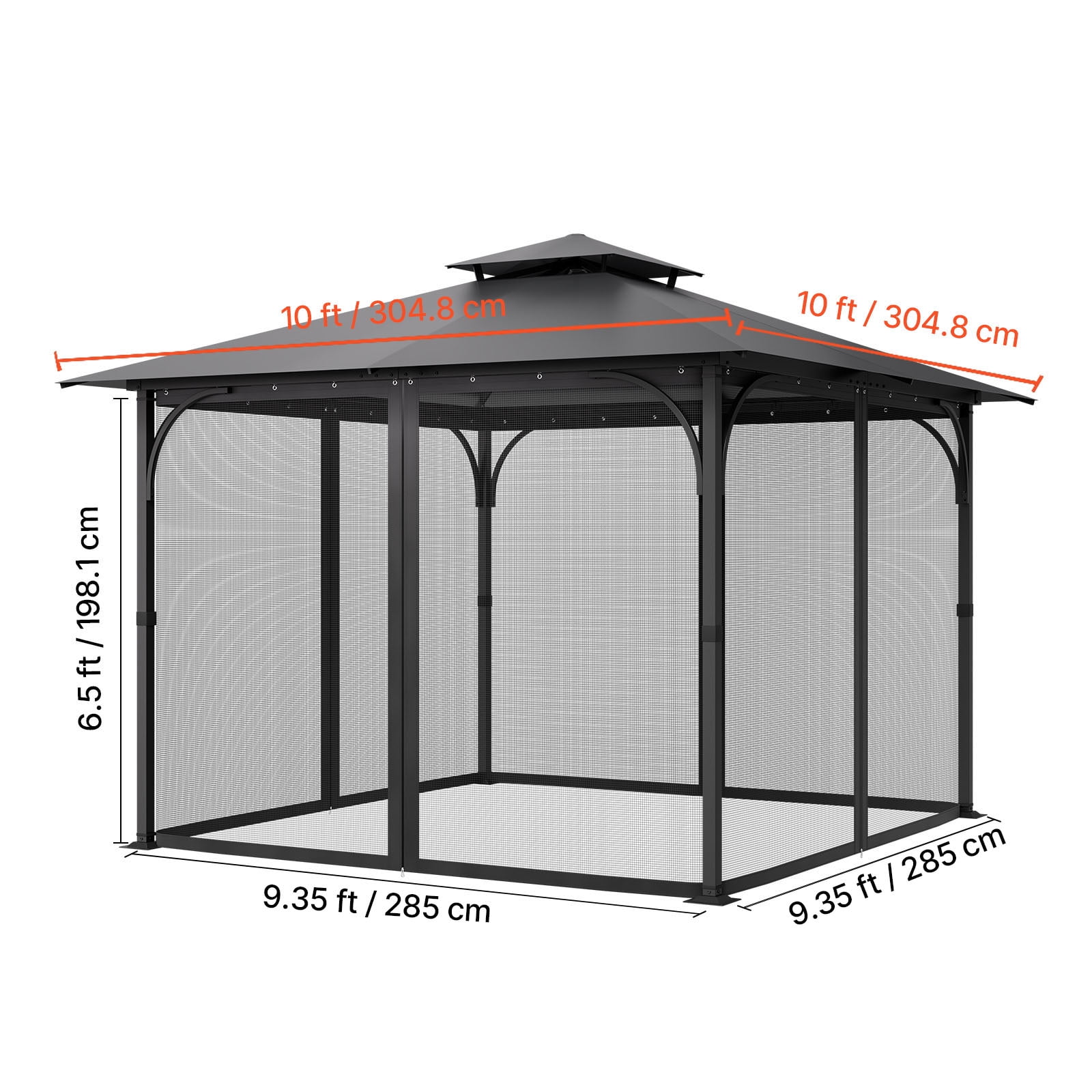 KFFKFF Gazebo Netting Replacement, Compatible with Most 10 x 10 x 6.5 FT Gazebos, Outdoor Mesh Curtain with 4 Panels, Patio Sidewall Netting with Double Zippers, Canopy Screen for Insect Protection