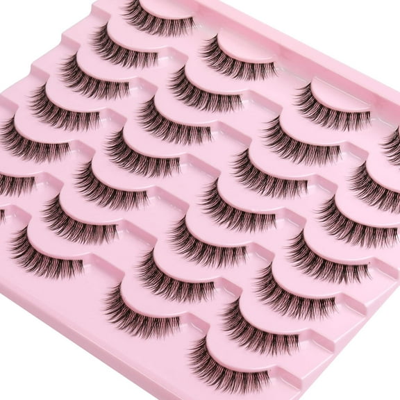 Eyelashes Wispy 10mm False Lashes Natural Look 3D Volume Mink Lashes Short Strip Lashes