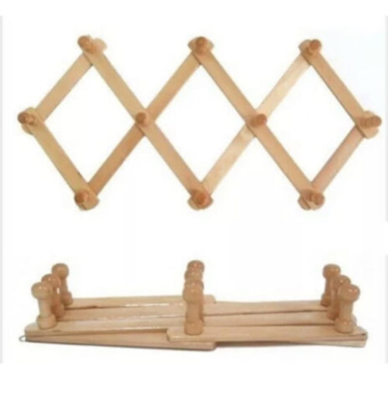 Happon Expandable Accordion Style Wooden Wall Rack Versatile Coat