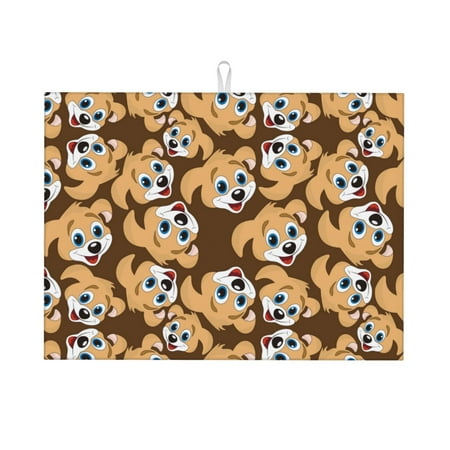 

Large Dish Drying Mats for Kitchen Counter - Cute dog F 18x24In Anti-Slip Absorbent Microfiber Drying Mat for Kitchen Counter Mat Dish Rack Mat with Hanging Loop