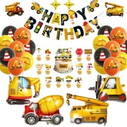 KATBUU Construction CORNET Decorations Kit - 40PC ASTM-Certified Construction Party Supplies with Theme Banner, Vehicle Balloons & Cake Topper for Boys Girls STEM Construction Party Decor