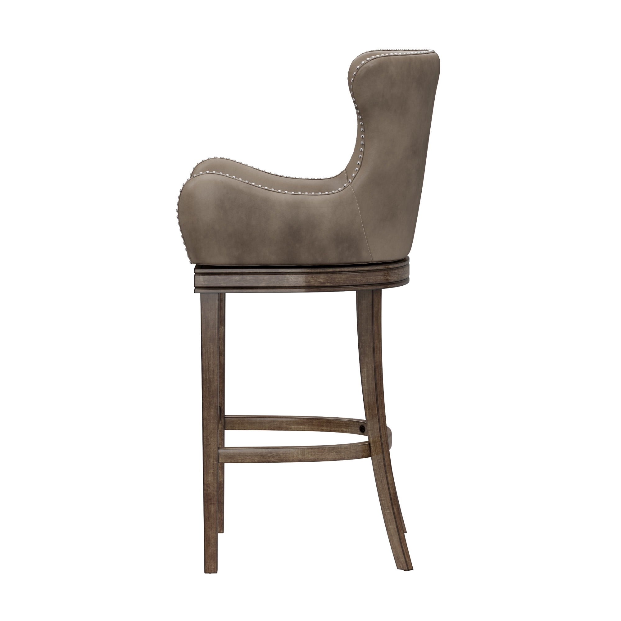 Hillsdale Furniture Caydena Wood Bar Height Return Swivel Stool, Rustic Gray
