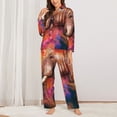 thumbnail image 3 of Kll Oil Paintings Of Elephants Print Women'S Long Sleeve Pajamas With Pants Sleepwear Loungewear 2 Set-Medium, 3 of 9